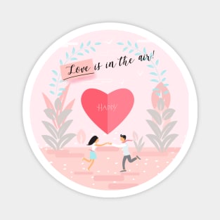 Happy Valentine's Day - Love is in the air! Lettering Contemporary Art Magnet